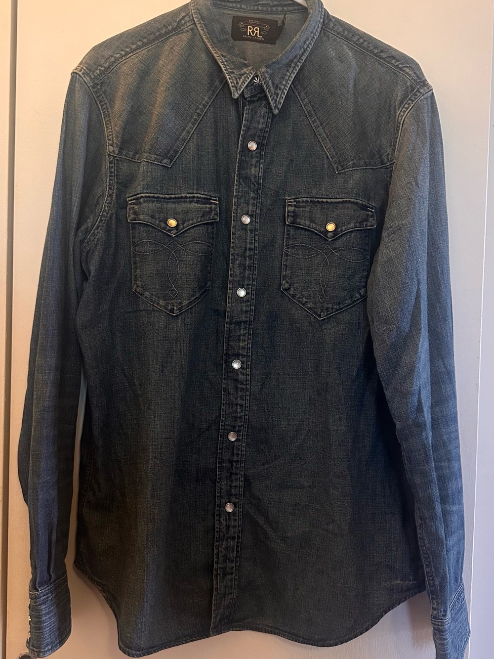Ralph Lauren Denim Western Button-Down Shirt - Indigo Blue vintage Double RRL